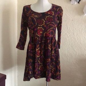 Rich Purple, Plum, Golden Yellow, Orange Boho Floral  Dress